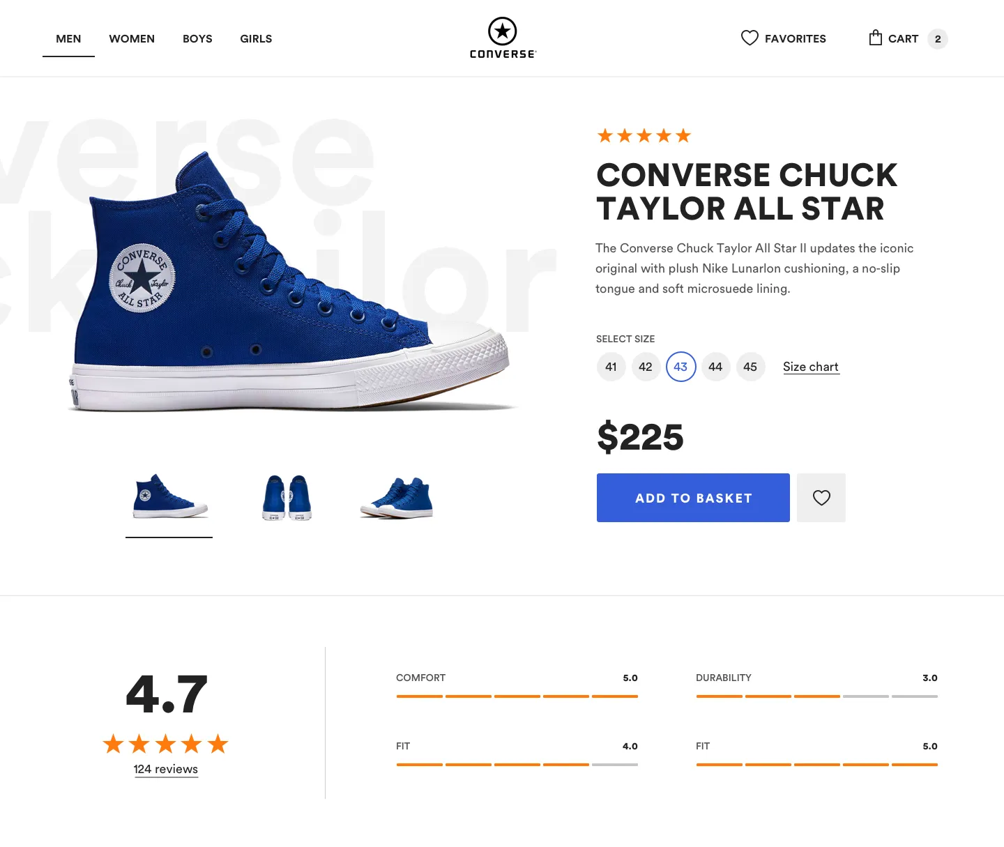 Dribbble UI concept for Converse ratings